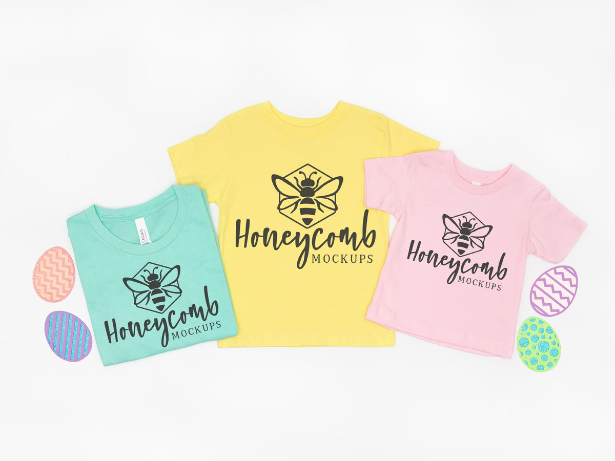 Bella Canvas 3001, 3001T, and 3001B  | Heather Mint, Yellow, and Pink | Easter | Mommy and Me Trio | SKU1099