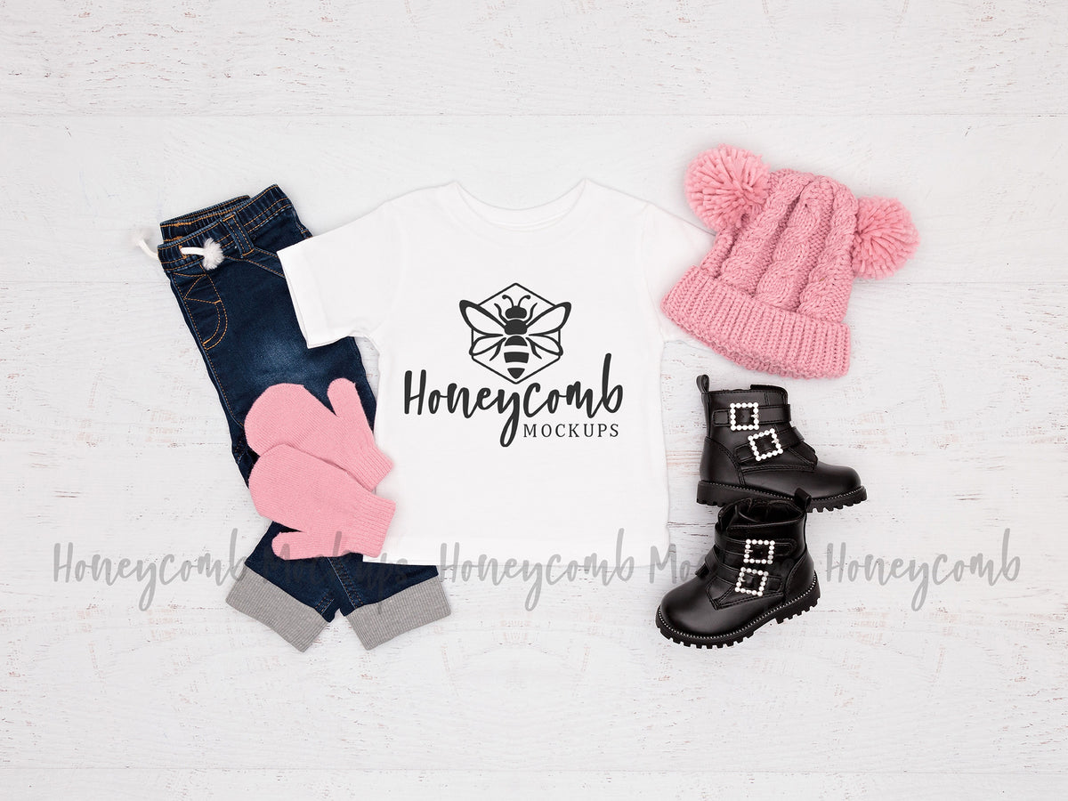 Bella Canvas 3001B T-Shirt | White | Baby Girl Mockup | SKU1642