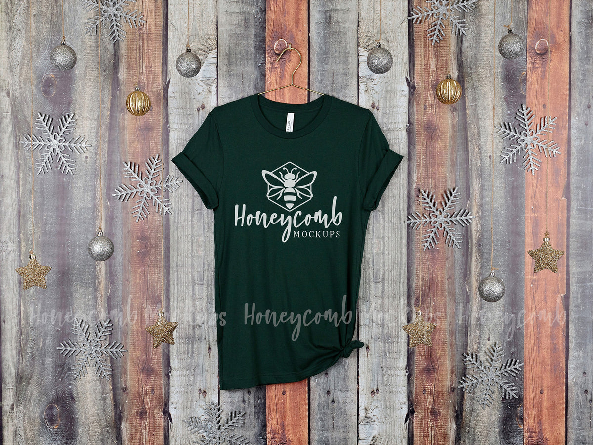 Bella Canvas 3001 T-Shirt | Forest | Christmas | Hanging | SKU2143