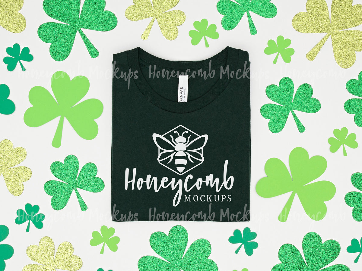 Bella Canvas 3001 T-Shirt | Forest | St Patricks Day | Folded | SKU2066