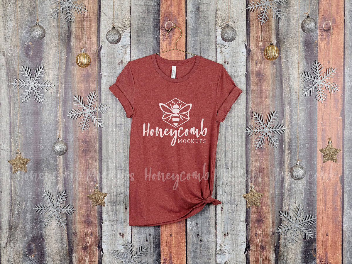 Bella Canvas 3001 T-Shirt | Heather Clay | Christmas | Hanging | SKU2145