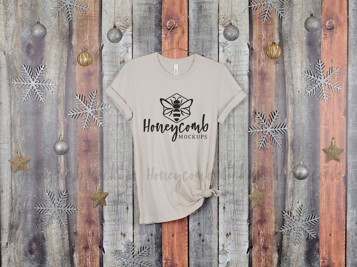 Bella Canvas 3001 T-Shirt | Heather Dust | Christmas | Hanging | SKU2148