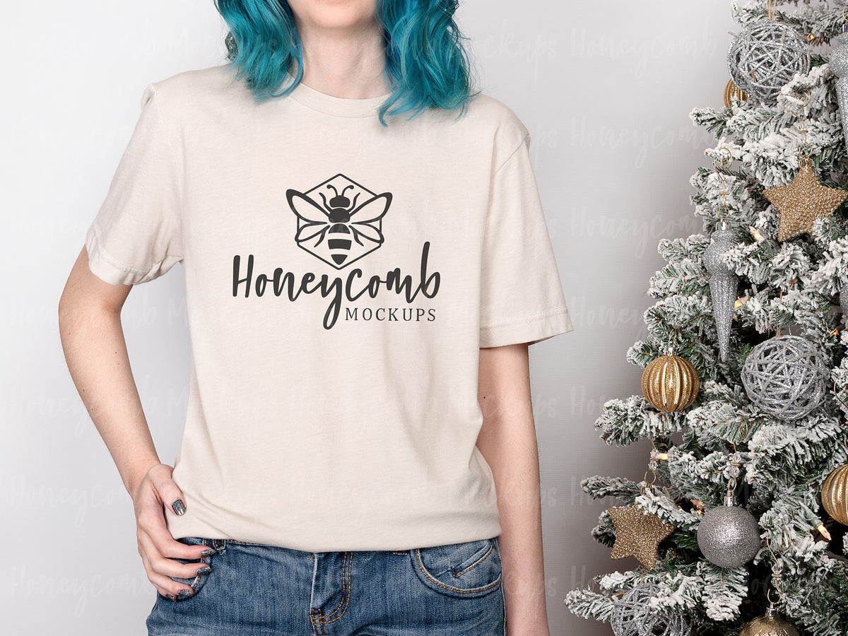 Bella Canvas 3001 T-Shirt | Heather Dust | Christmas | Model Mockups | SKU2640