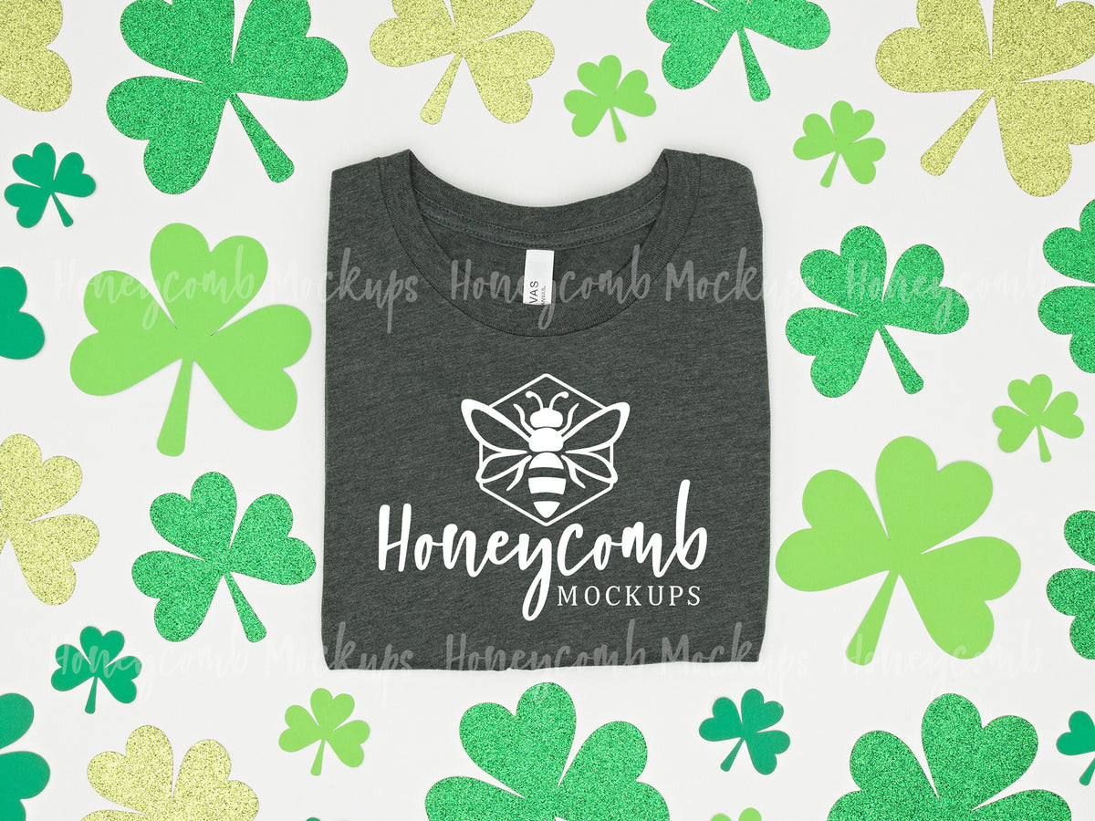 Bella Canvas 3001 T-Shirt | Heather Forest | St Patricks Day | Folded | SKU2069