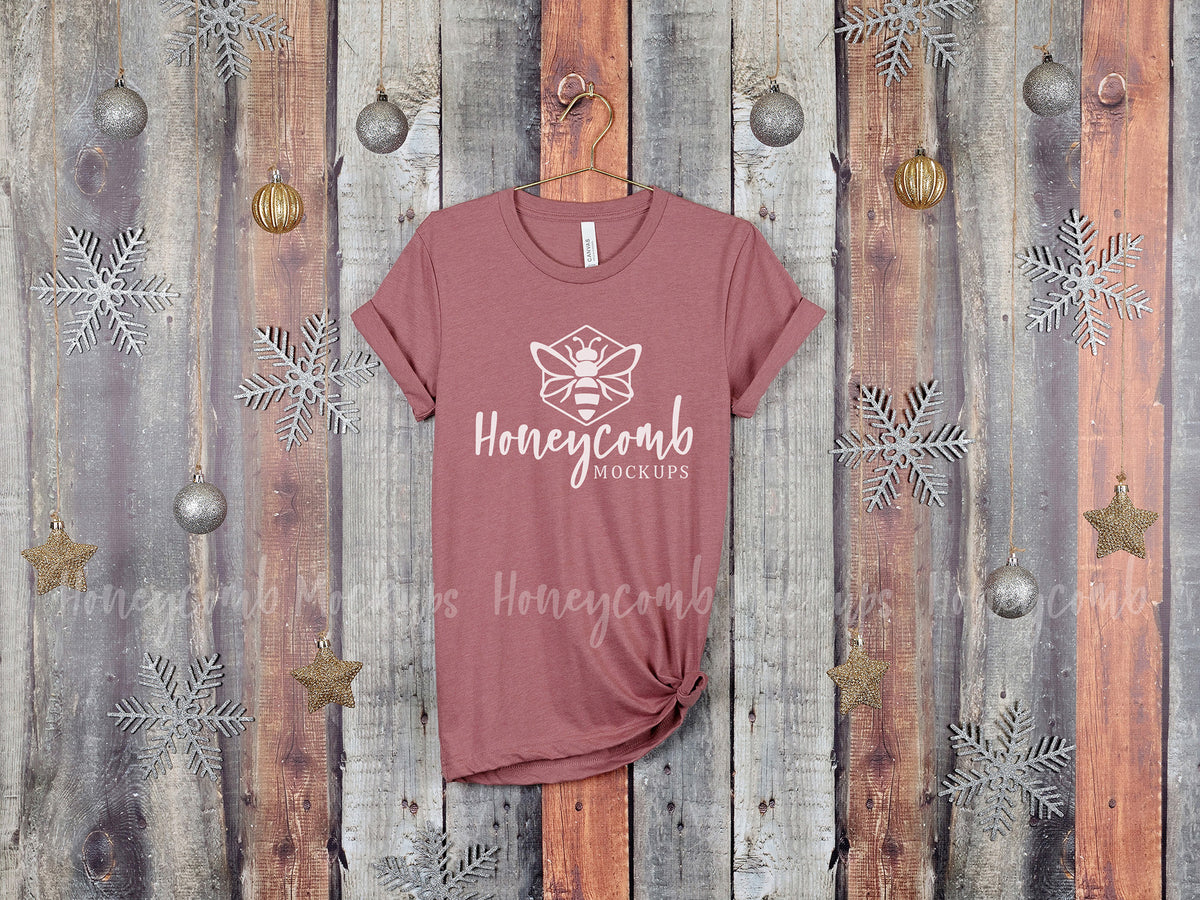 Bella Canvas 3001 T-Shirt | Heather Mauve | Christmas | Hanging | SKU2151