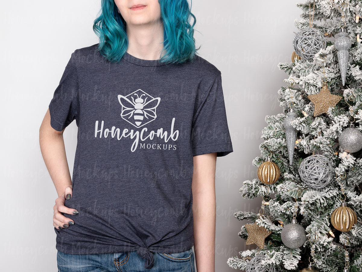 Bella Canvas 3001 T-Shirt | Heather Midnight Navy | Christmas | Model Mockups | SKU2647