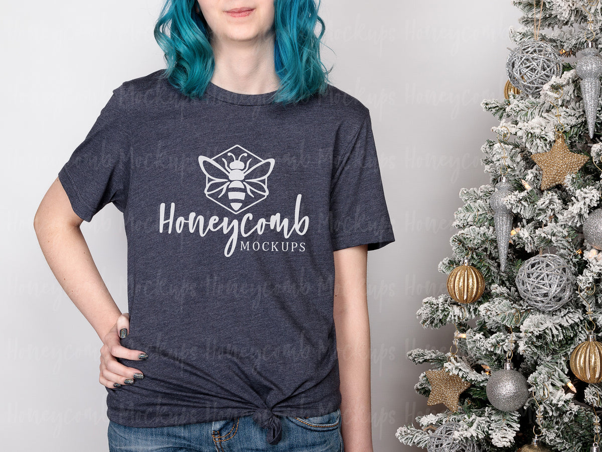 Bella Canvas 3001 T-Shirt | Heather Midnight Navy | Christmas | Model Mockups | SKU2648