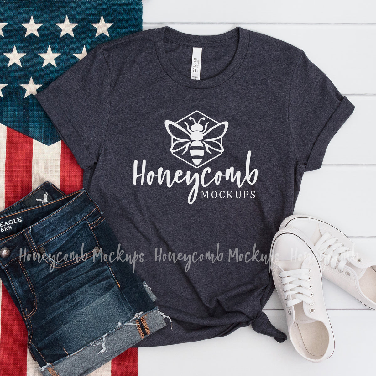 Bella Canvas 3001 T-Shirt | Heather Midnight Navy | 4th of July | SKU2285