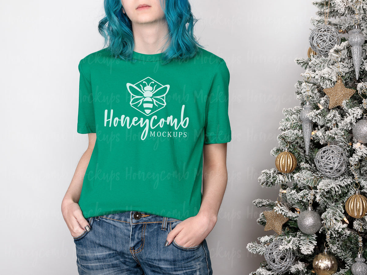 Bella Canvas 3001 T-Shirt | Kelly | Christmas | Model Mockups | SKU2652