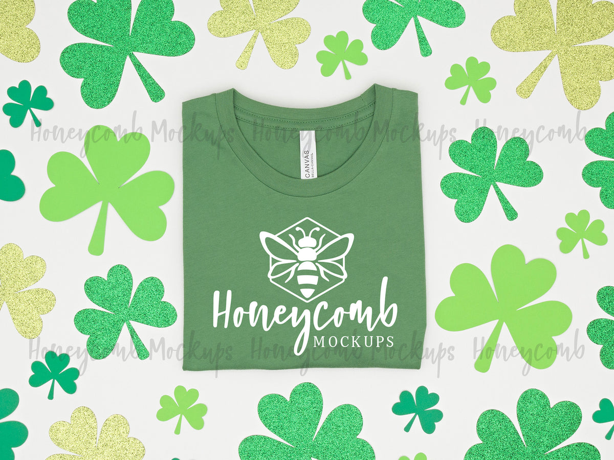 Bella Canvas 3001 T-Shirt | Leaf | St Patricks Day | Folded | SKU2071
