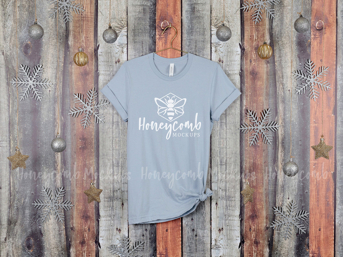 Bella Canvas 3001 T-Shirt | Light Blue | Christmas | Hanging | SKU2154