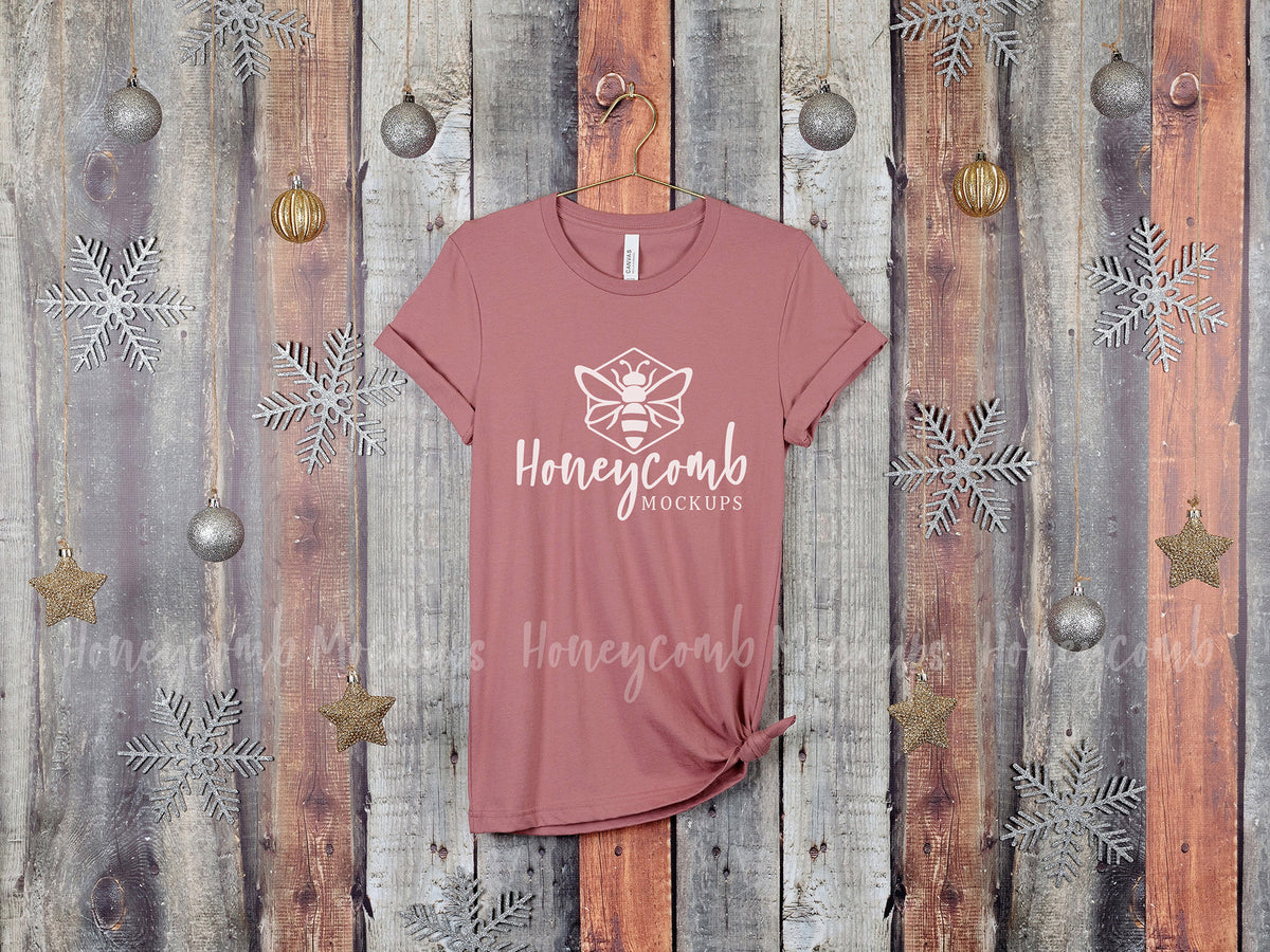 Bella Canvas 3001 T-Shirt | Mauve | Christmas | Hanging | SKU2155