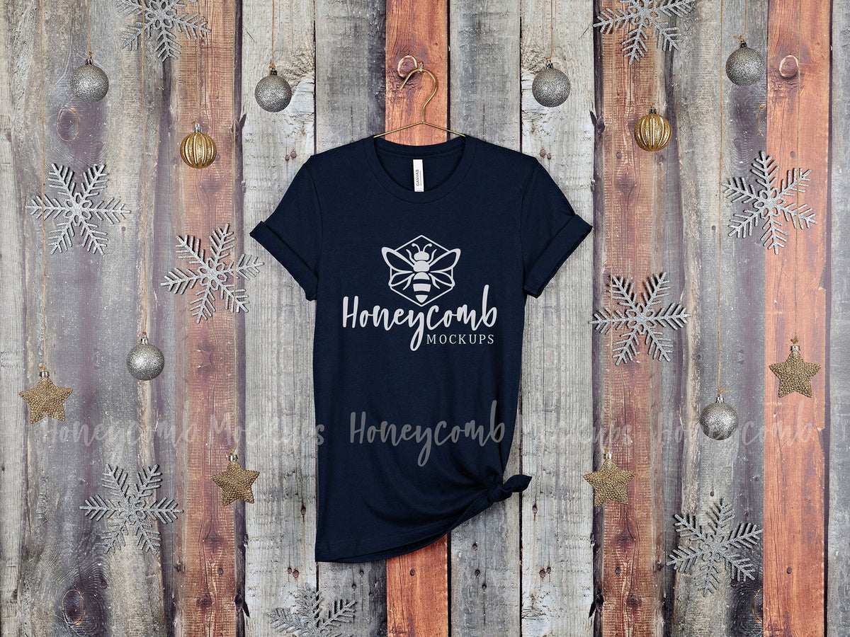 Bella Canvas 3001 T-Shirt | Navy | Christmas | Hanging | SKU2156