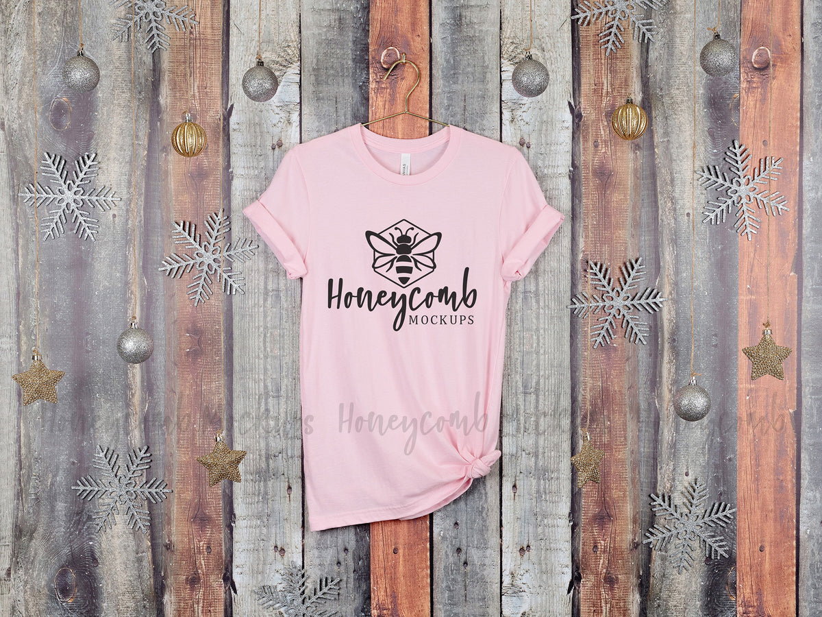 Bella Canvas 3001 T-Shirt | Pink | Christmas | Hanging | SKU2157