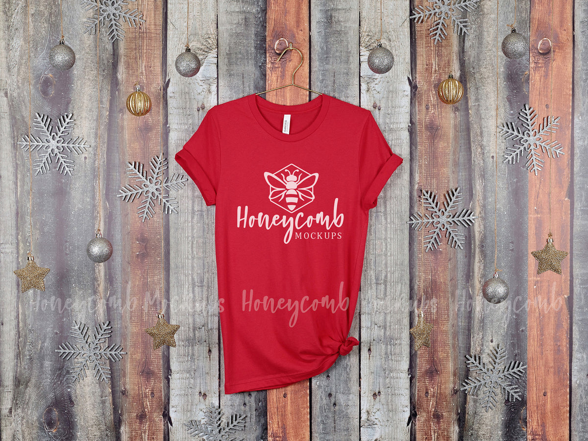 Bella Canvas 3001 T-Shirt | Red | Christmas | Hanging | SKU2158