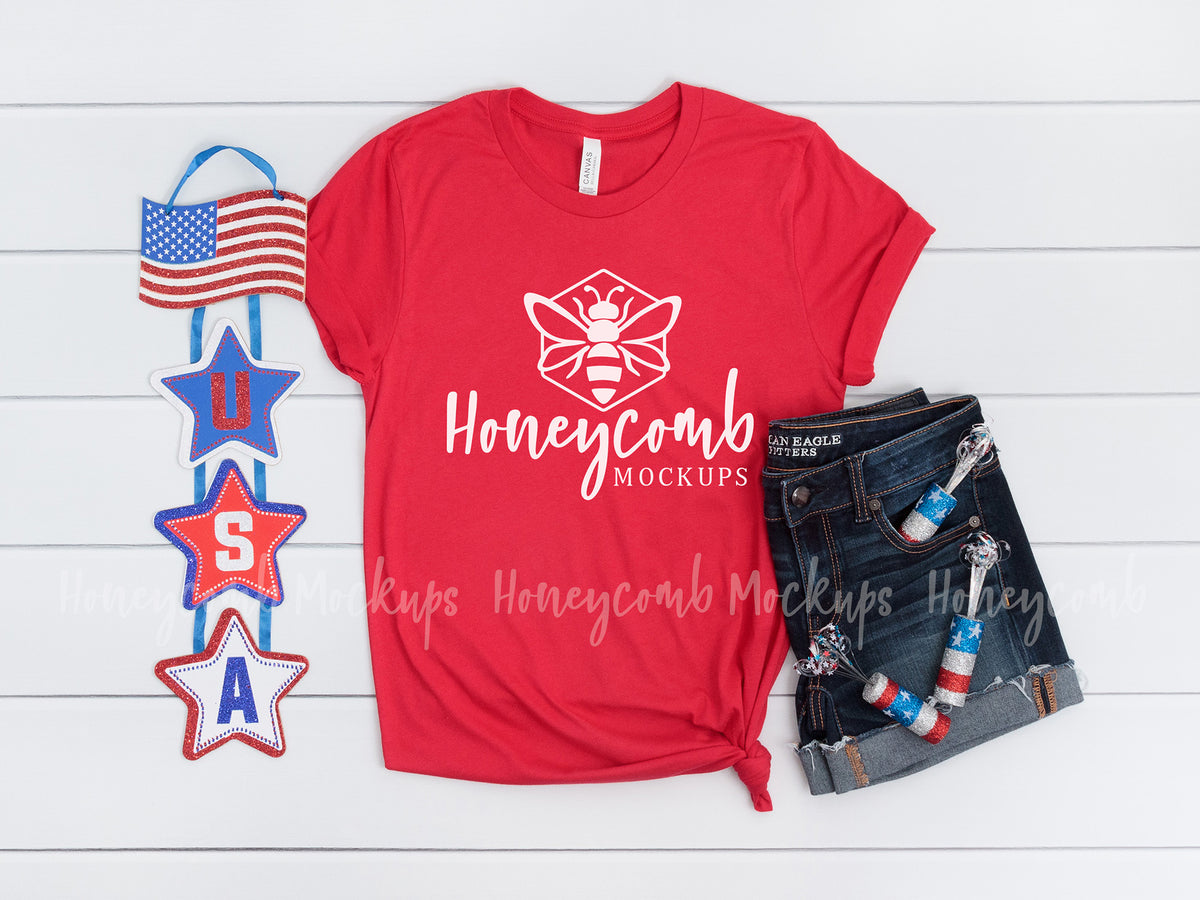 Bella Canvas 3001 T-Shirt | Red | 4th of July | SKU2297