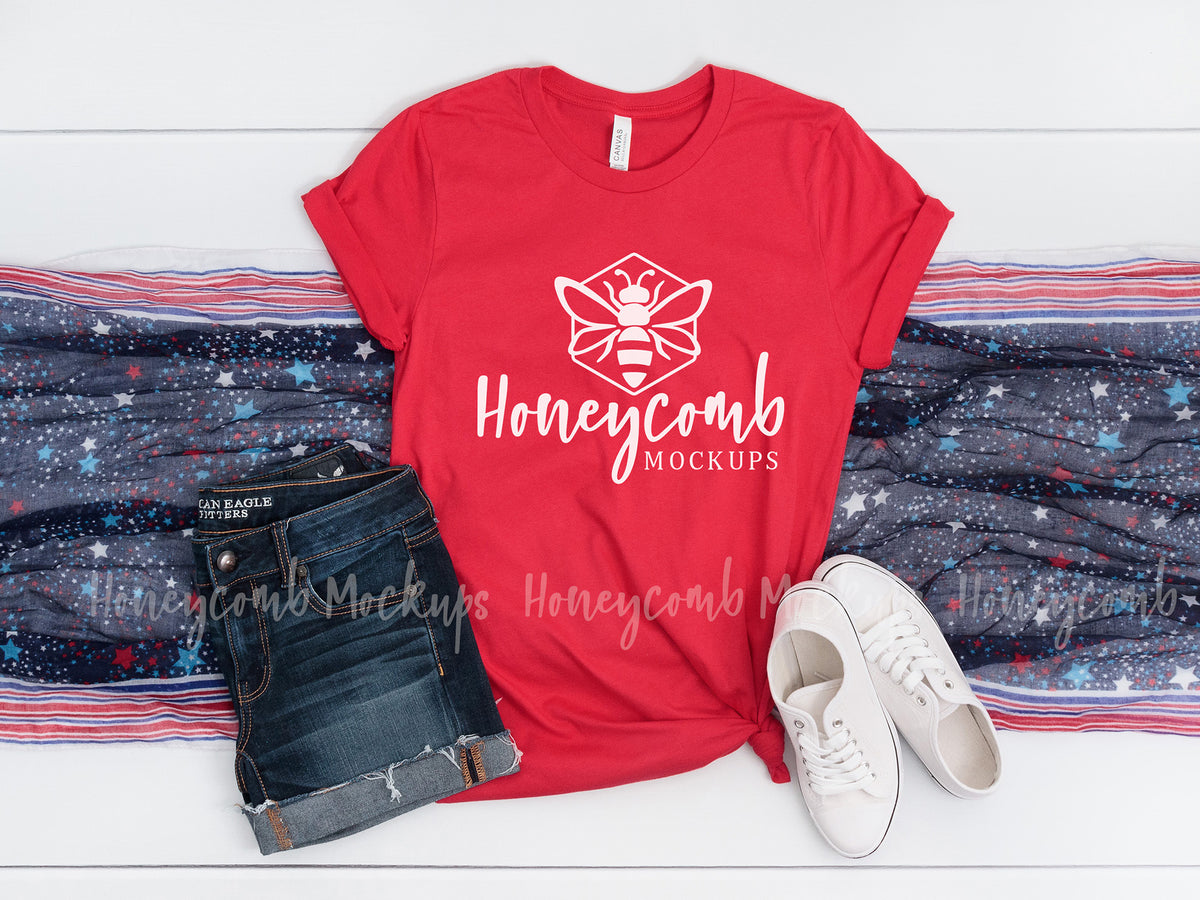 Bella Canvas 3001 T-Shirt | Red | 4th of July | SKU2298