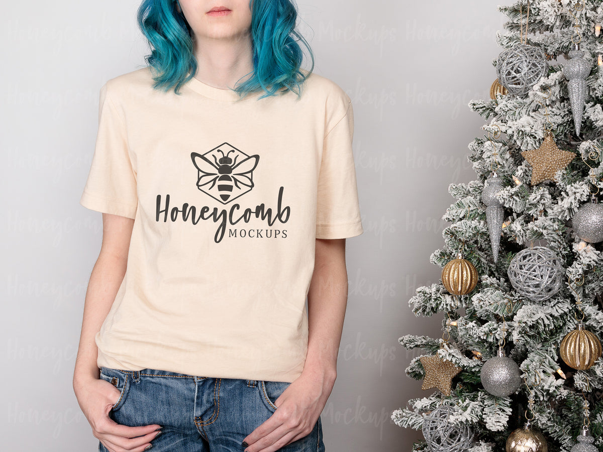 Bella Canvas 3001 T-Shirt | Soft Cream | Christmas | Model Mockups | SKU2656