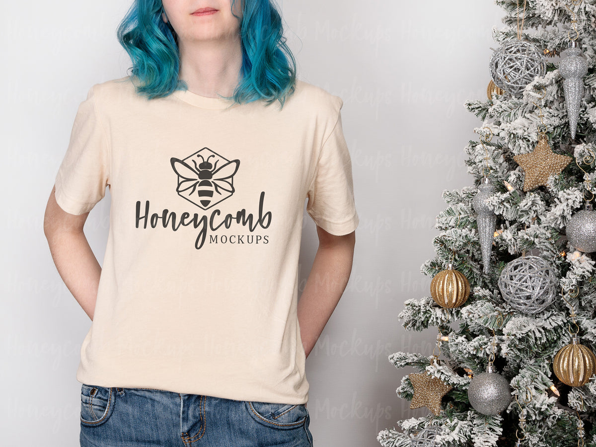 Bella Canvas 3001 T-Shirt | Soft Cream | Christmas | Model Mockups | SKU2657