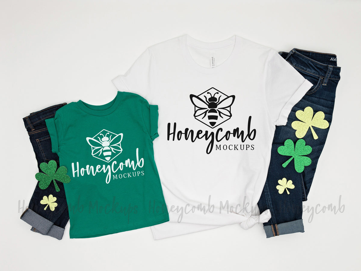 Bella Canvas 3001T and 3001 | Kelly and White | St Patricks Day | Mommy and Me | SKU2101