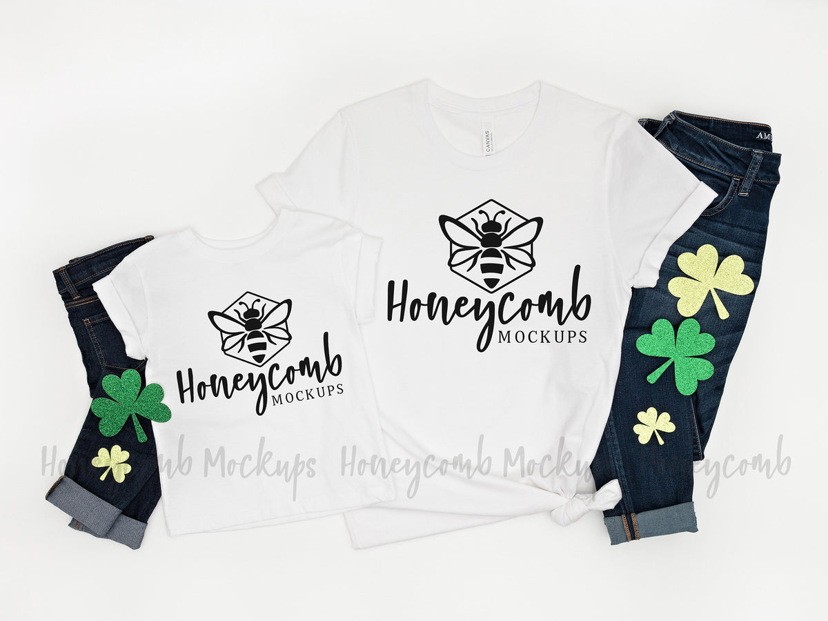 Bella Canvas 3001T and 3001 | White | St Patricks Day | Mommy and Me | SKU2102