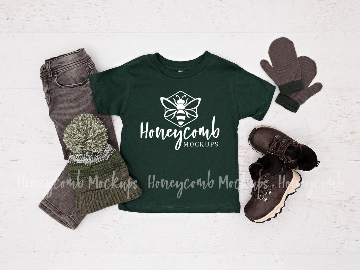 Bella Canvas 3001T T-Shirt | Forest | Toddler Boy Mockup | SKU1665