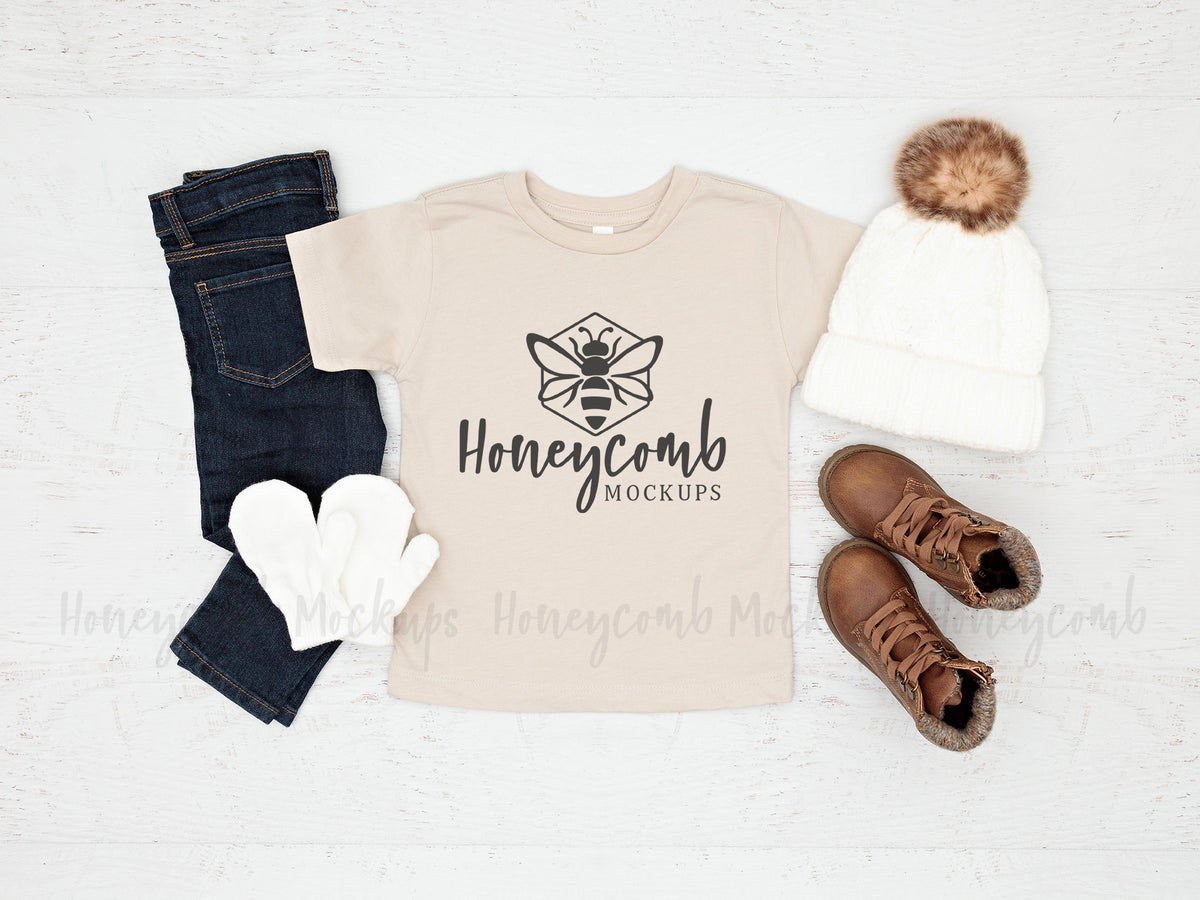 Bella Canvas 3001T T-Shirt | Heather Dust | Toddler Girl Mockup | SKU1674