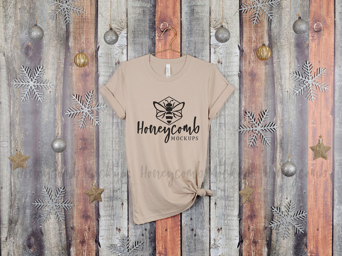 Bella Canvas 3001 T-Shirt | Tan | Christmas | Hanging | SKU2161