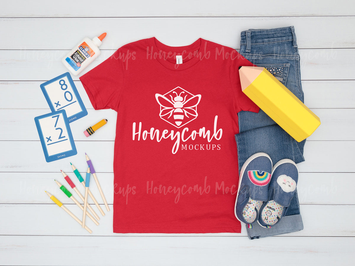 Bella Canvas 3001Y T-Shirt | Red | Youth Girl | SKU2419
