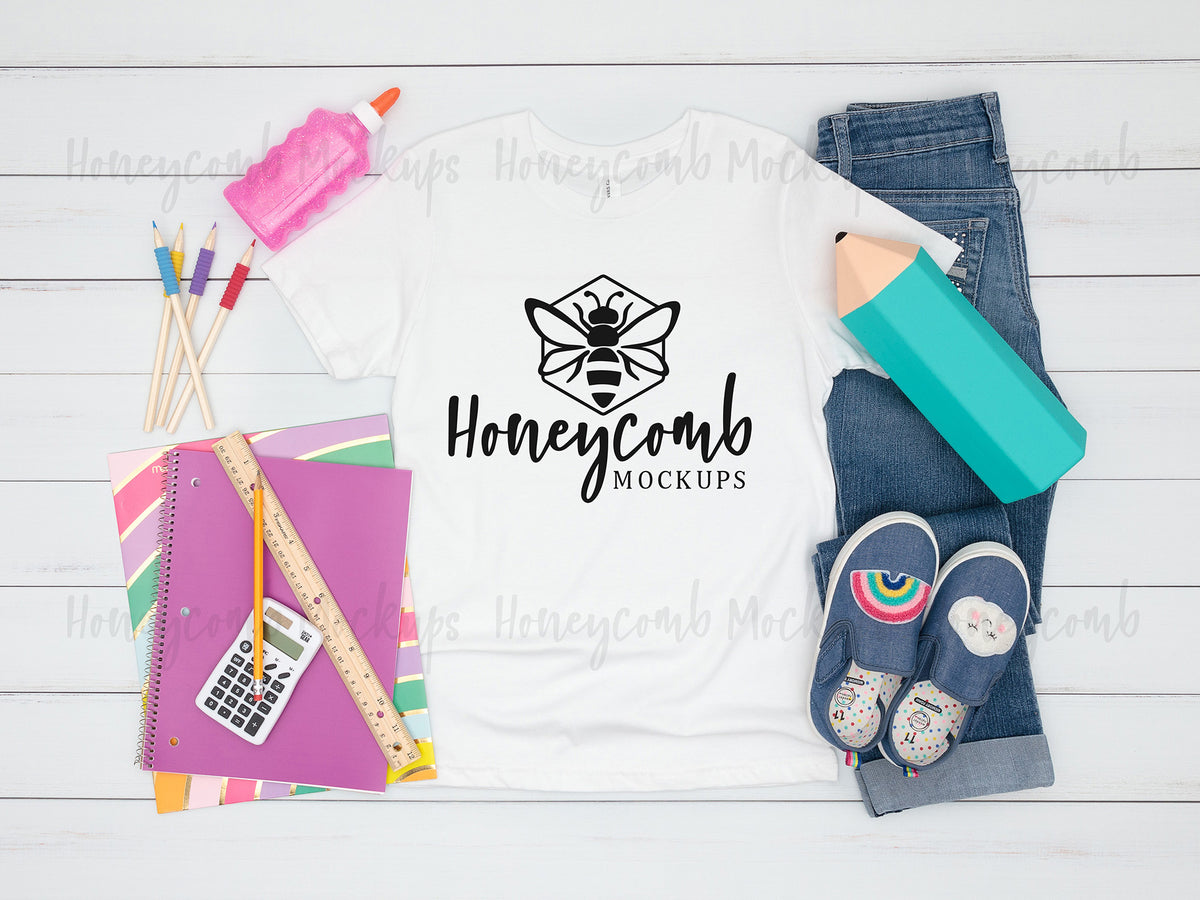 Bella Canvas 3001Y T-Shirt | White | Youth Girl | SKU2420