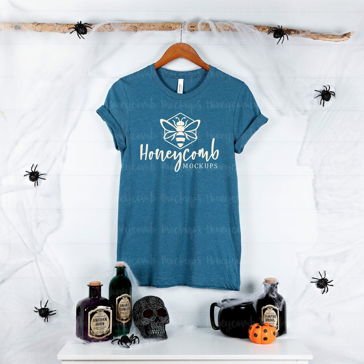 Bella Canvas 3001 T-Shirt | Heather Deep Teal | Halloween | SKU1962
