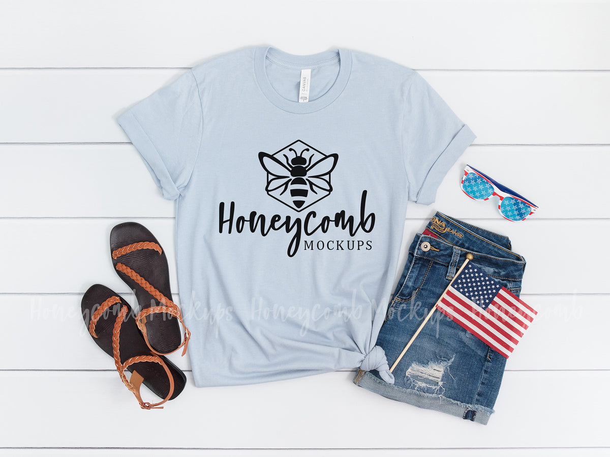 Bella Canvas 3001 T-Shirt | Light Blue | 4th of July | SKU2291