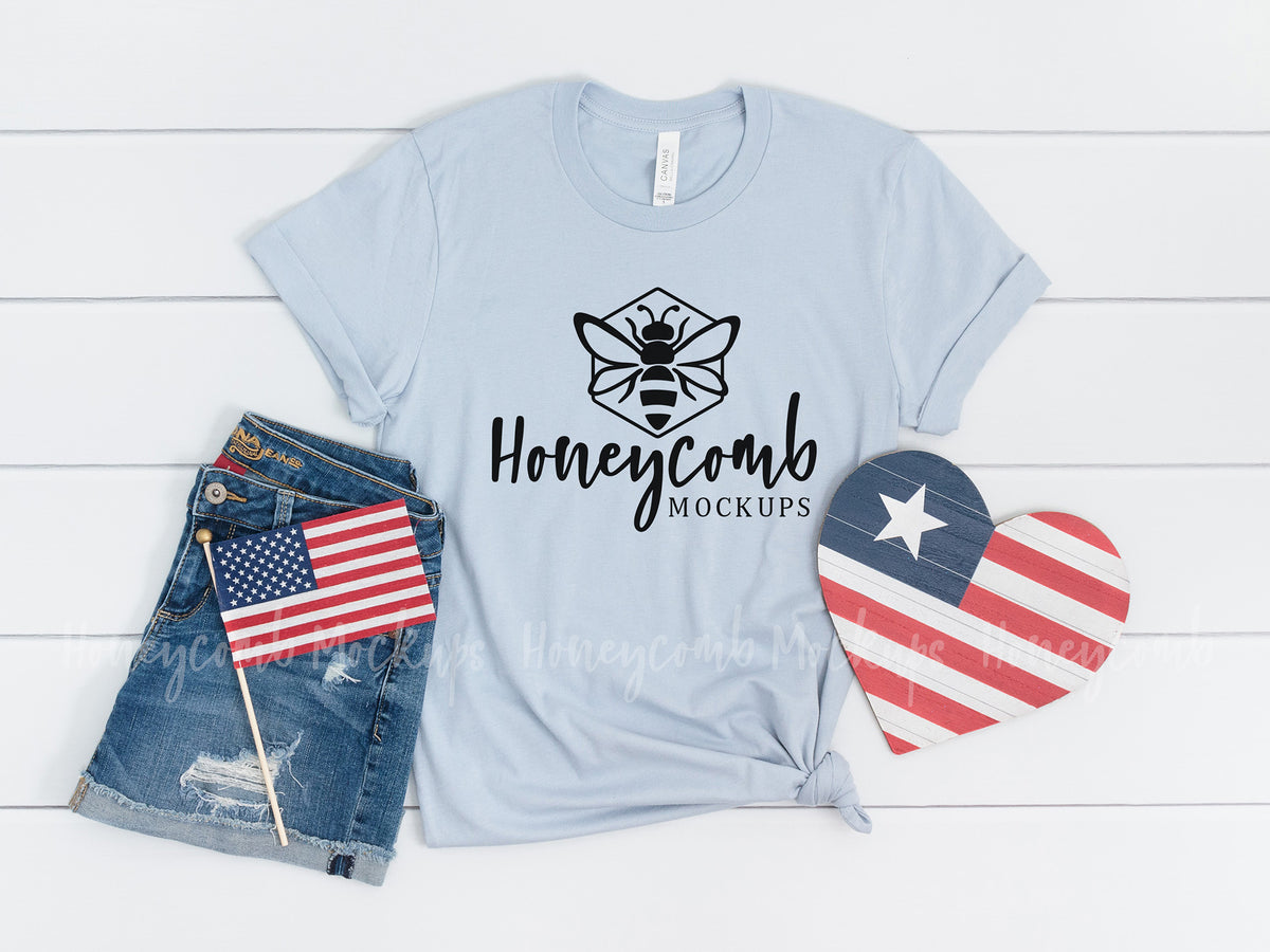 Bella Canvas 3001 T-Shirt | Light Blue | 4th of July | SKU2292