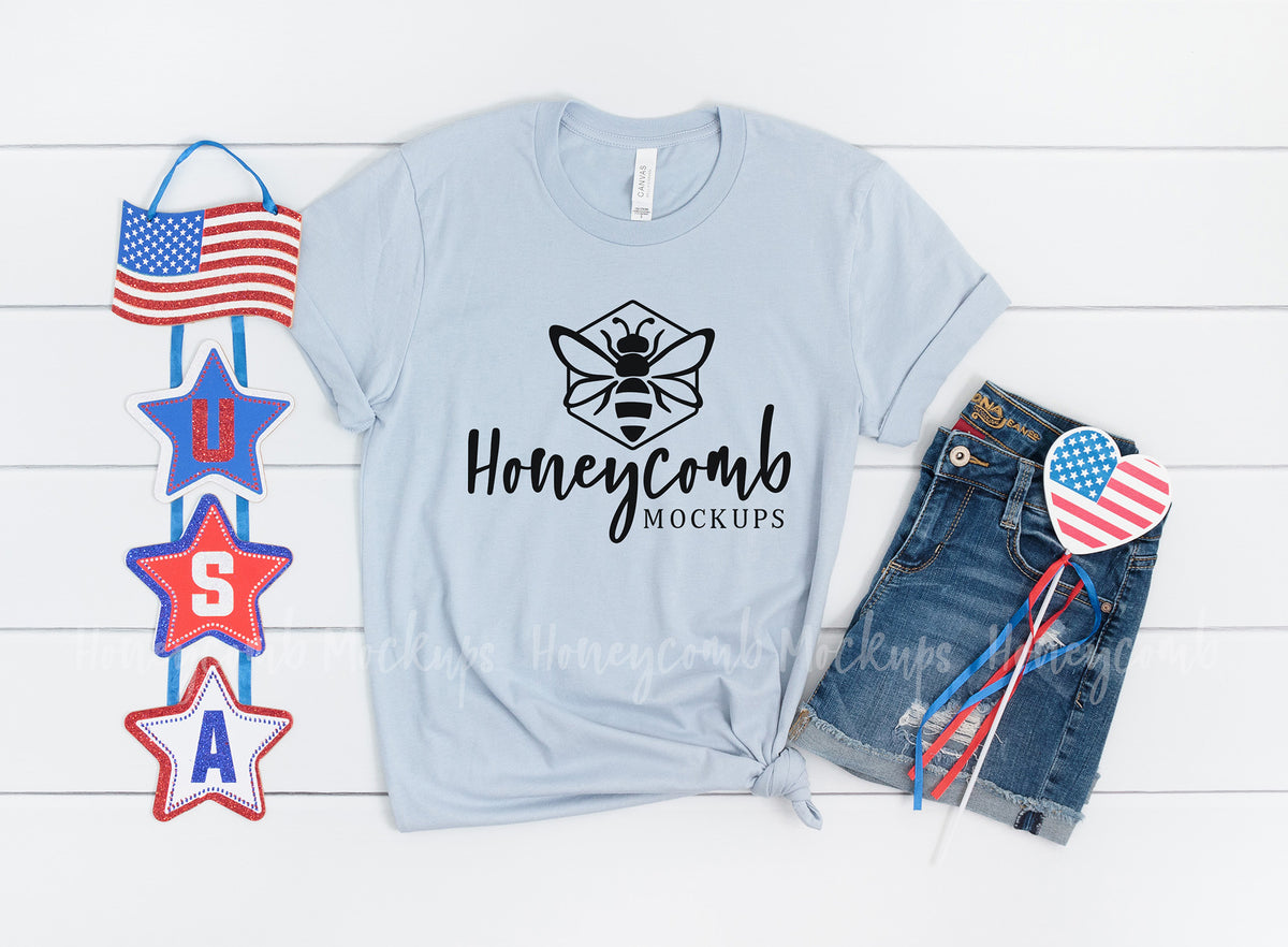 Bella Canvas 3001 T-Shirt | Light Blue | 4th of July | SKU2293