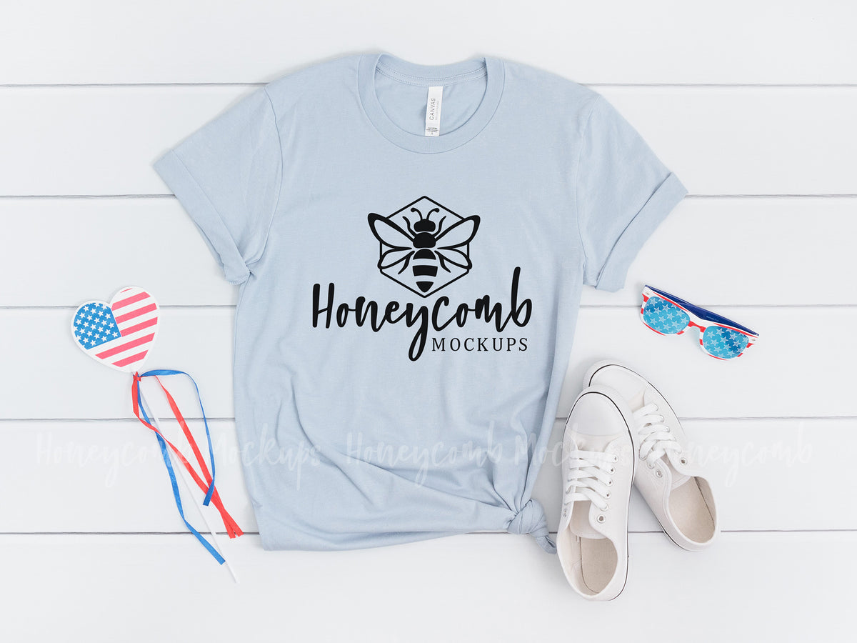 Bella Canvas 3001 T-Shirt | Light Blue | 4th of July | SKU2294