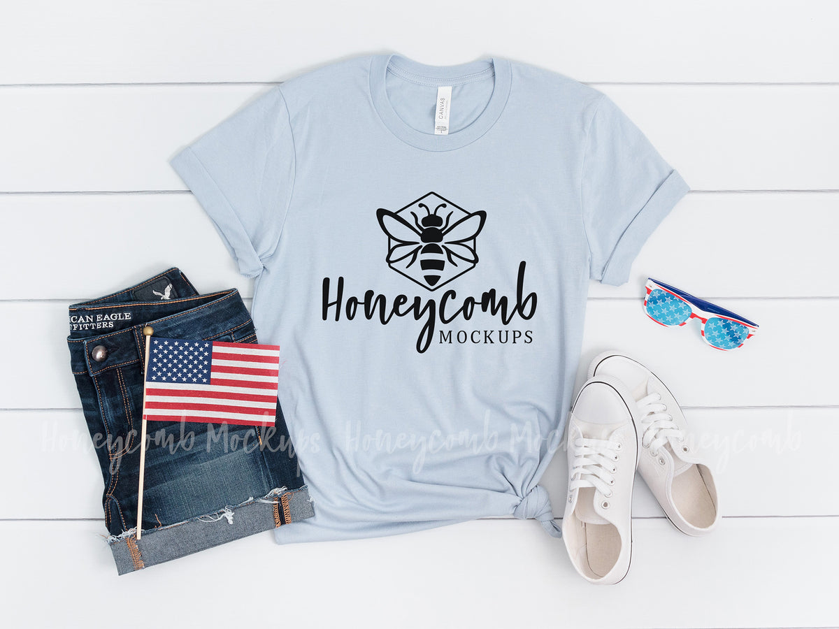 Bella Canvas 3001 T-Shirt | Light Blue | 4th of July | SKU2295