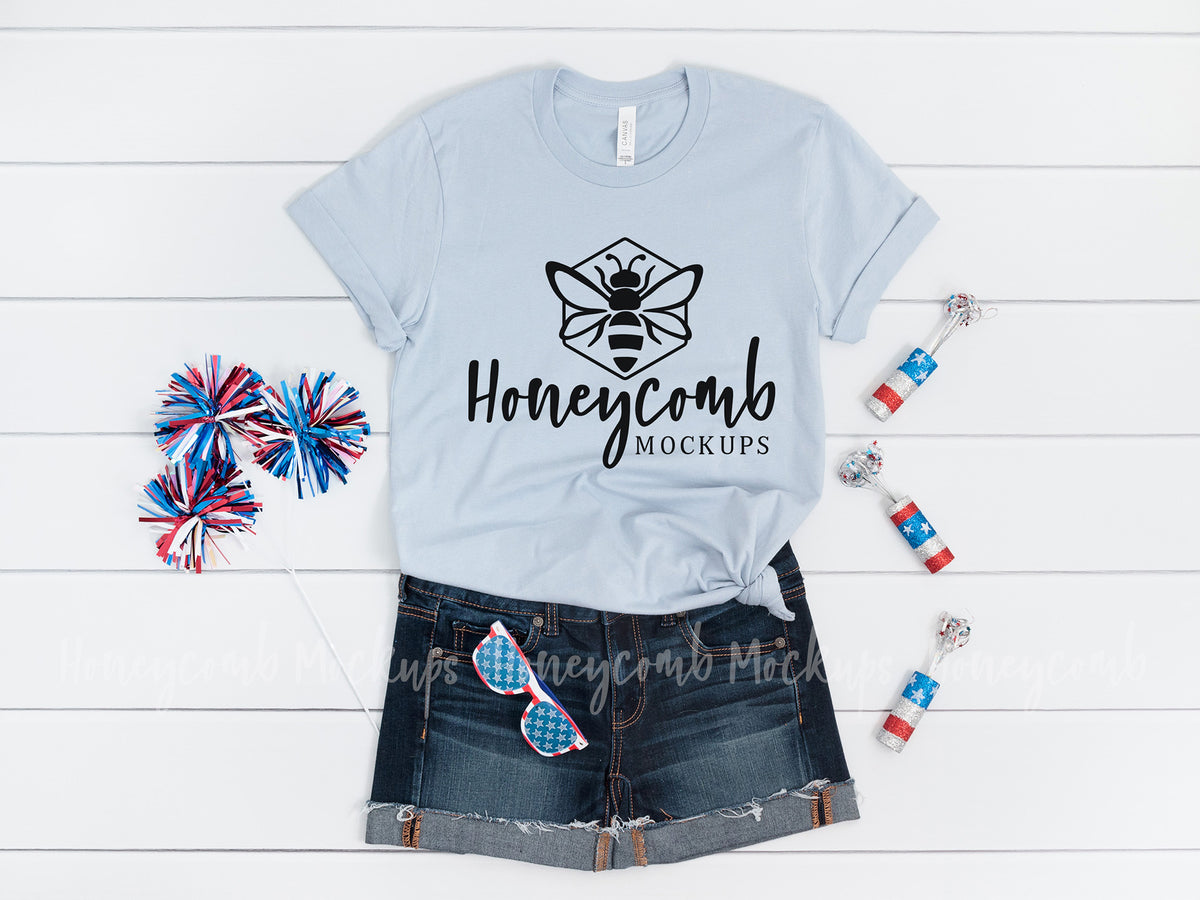 Bella Canvas 3001 T-Shirt | Light Blue | 4th of July | SKU2296