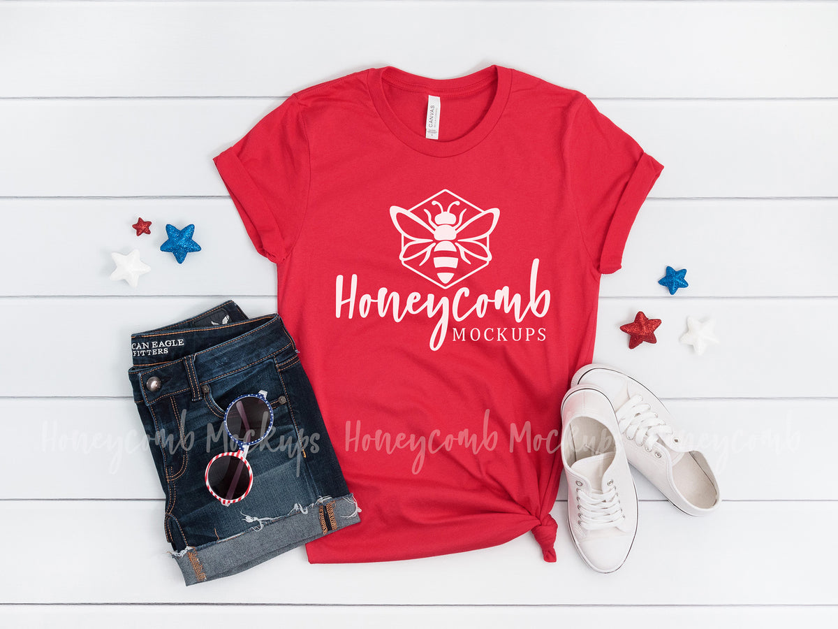 Bella Canvas 3001 T-Shirt | Red | 4th of July | SKU2299