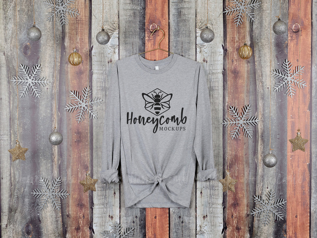 Bella Canvas 3501 Long Sleeve | Athletic Heather | Christmas | Hanging | SKU2177