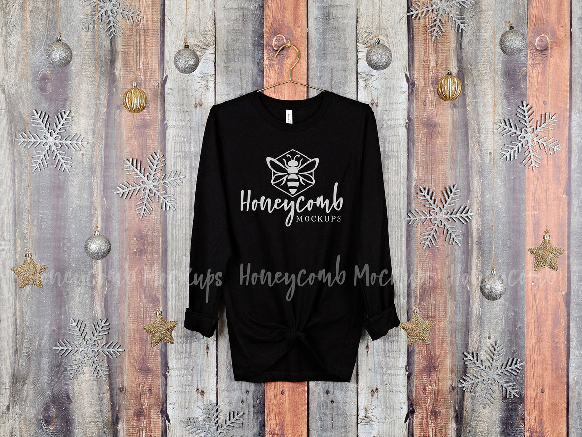 Bella Canvas 3501 Long Sleeve | Black | Christmas | Hanging | SKU2178