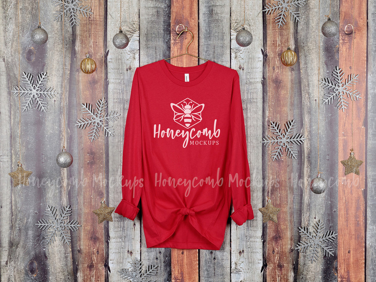 Bella Canvas 3501 Long Sleeve | Red | Christmas | Hanging | SKU2180