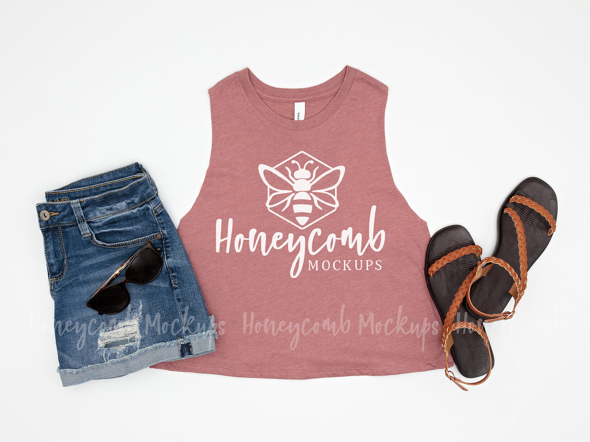 Bella Canvas 6682 Womens Racerback Cropped Tank | Heather Mauve | SKU2020