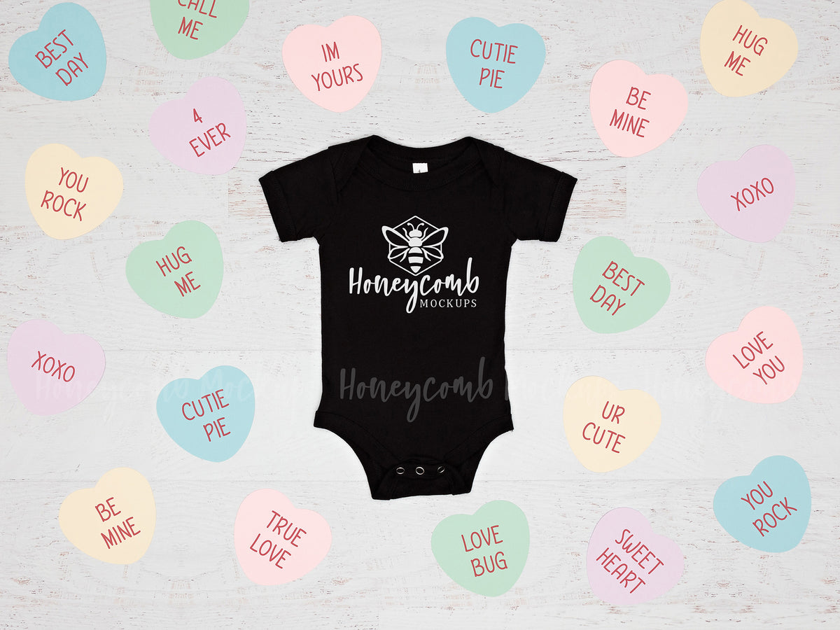 Bella Canvas 100B Bodysuit | Black | Valentines Day | SKU1410