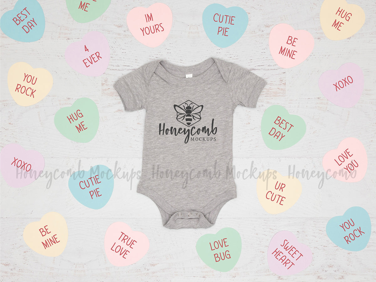 Bella Canvas 100B Bodysuit | Athletic Heather | Valentines Day | SKU1411