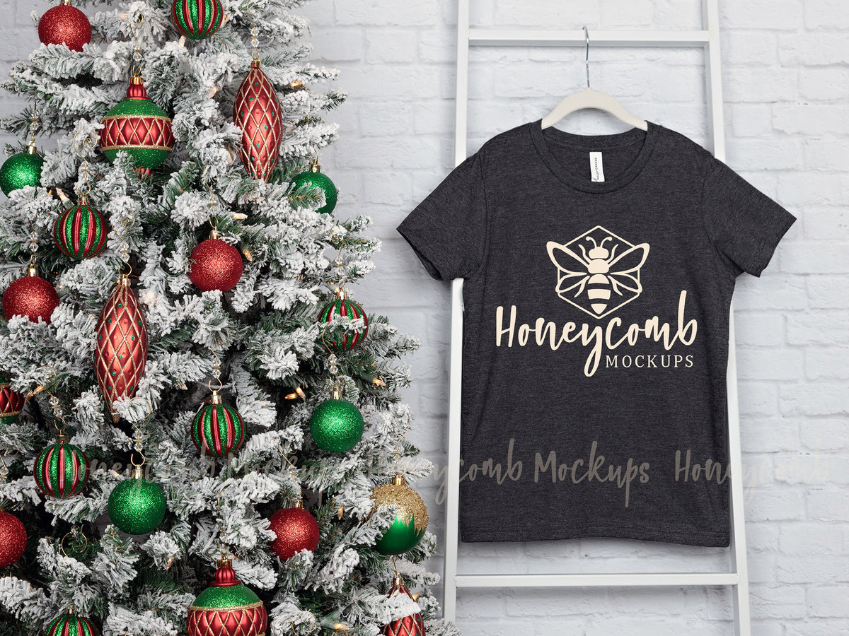 Bella Canvas 3001Y T-Shirt | Dark Grey Heather | Christmas | SKU1884