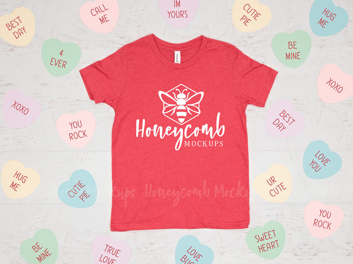 Bella Canvas 3001Y T-Shirt | Heather Red | Valentines Day | SKU1426