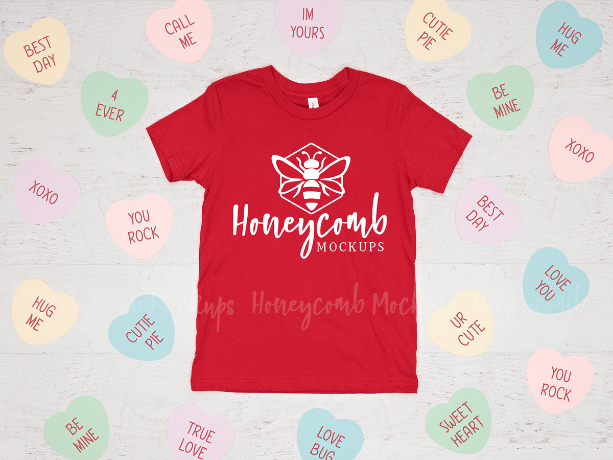 Bella Canvas 3001Y T-Shirt | Red | Valentines Day | SKU1428