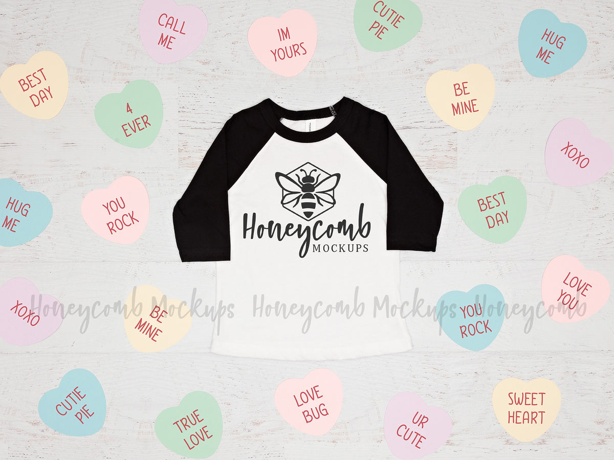 Bella Canvas 3200T Baseball Tee | White/Black | Valentines Day | SKU1430