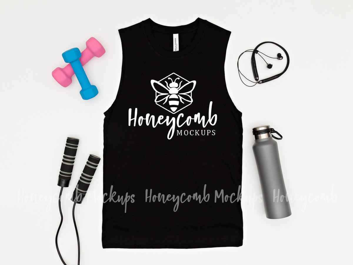 Bella Canvas 3483 Unisex Muscle Tank | Black | Workout | SKU1139