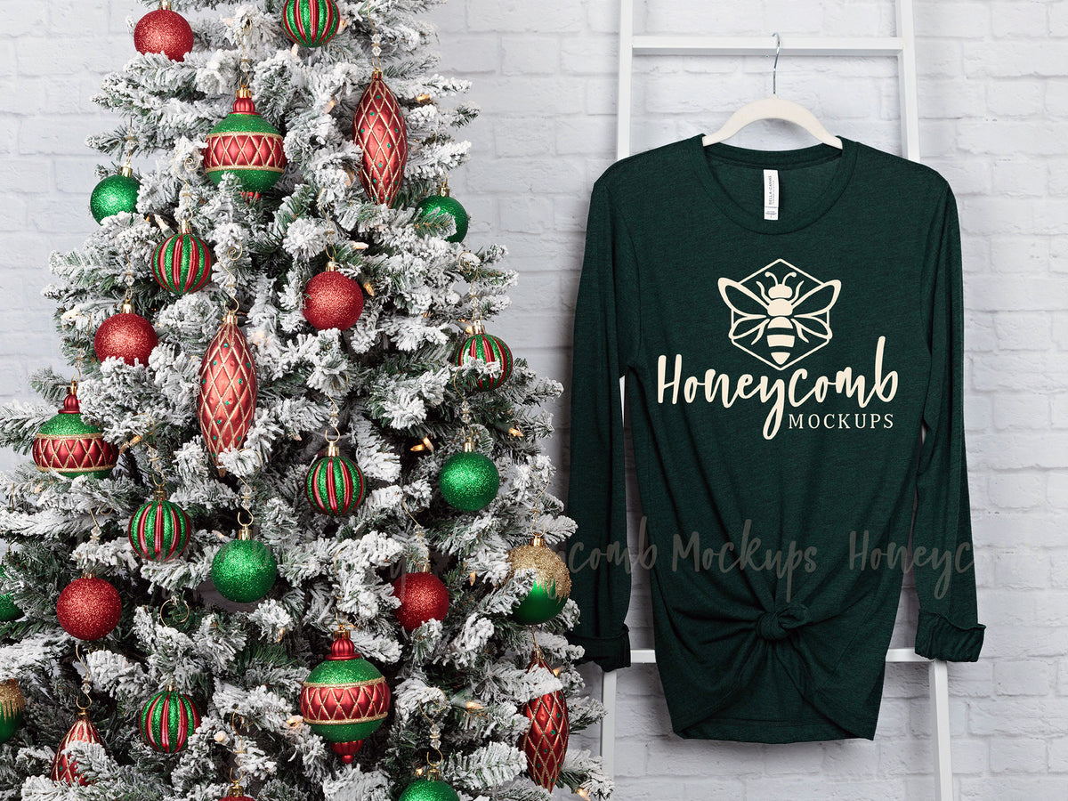 Bella Canvas 3501 Long Sleeve | Emerald Tri-Blend | Christmas | SKU1889